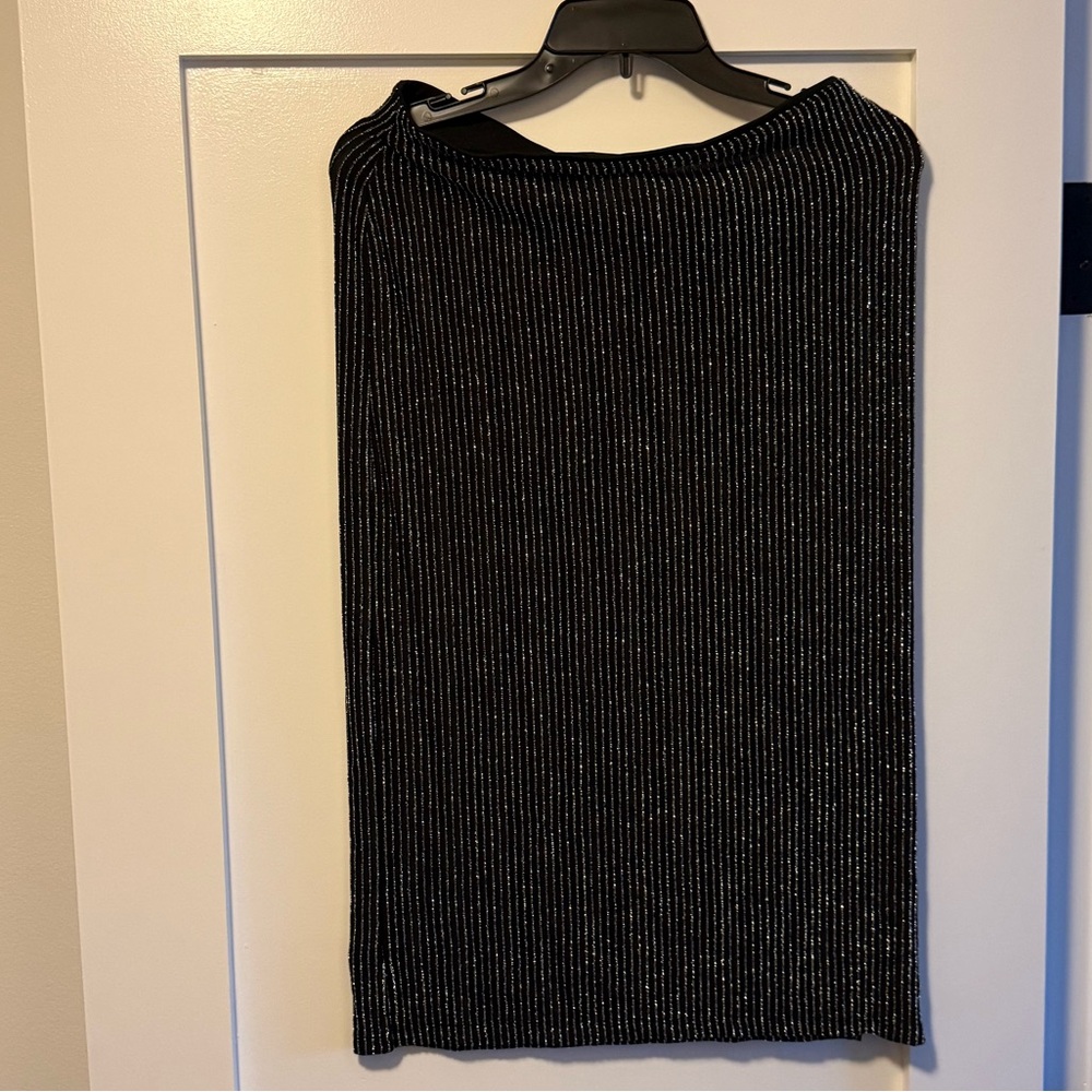 H&M Black Ribbed Pencil Skirt